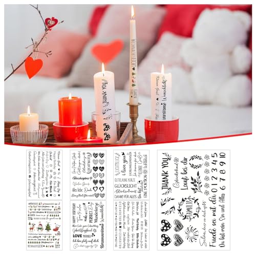 7 Stück Kerzentattoos Weihnachten, Weihnachten Tattoo Folie Kerzen, Kerzensticker Weihnachten, Kerzenaufkleber Weihnachten, Weihnachtssticker für Kerzen Tasse (7pcs) von hgerGWW