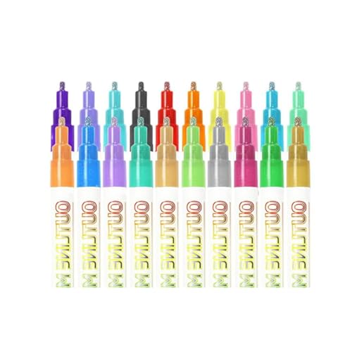 hgerGWW Marker Pen for Highlight, 20Pcs Double Line Self-outline Marker Pen Set, Glitter Gel Sparkle Markers, Colorful Shimmer Markers Art Craft Pens for Drawing, Greeting Cards (20pcd) von hgerGWW