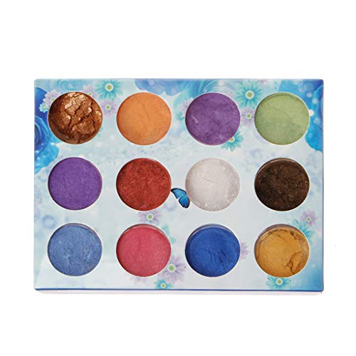 12 Boxen Farbpulver Mica Pearl Pigment Farbstoffe Schmuck für Seifenherstellung, Epoxidharz, Lipgloss, Nägel, Badekugeln, Schleim von Fanbufan
