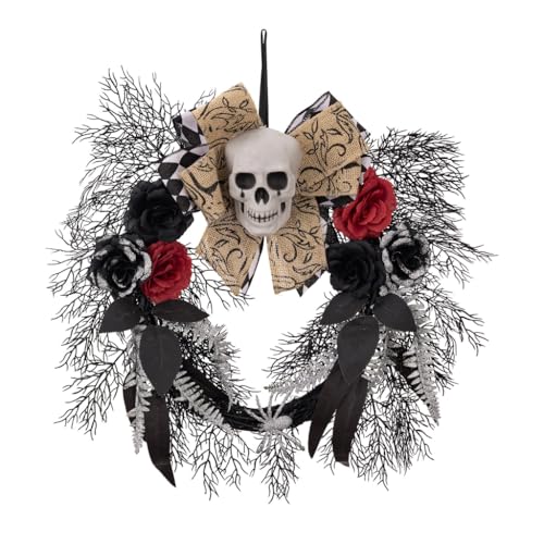 hgnxa Rosenskelett-Girlanden, Ornament, stilvoller Totenkopf-Blumenkranz, Halloween-Dekoration, Anhänger, Schmuck für Mottopartys hgnxa Rosenskelett-Girlanden, Ornament, stilvoller Totenkopf-Blumenkranz, Halloween-Dekoration, Anhänger, Schmuck für Mottopartys von hgnxa
