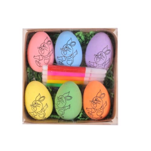hgnxa Set / 6 bunte handbemalte Eier zum Zeichnen von Eiern, 6 Färbemarker, Simulation, Handmalerei, Dekoration hgnxa Set / 6 bunte handbemalte Eier zum Zeichnen von Eiern, 6 Färbemarker, Simulation, Handmalerei, Dekoration von hgnxa