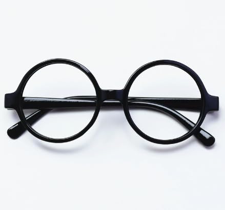 hhdatc 2 Paar Halloween Lustige Brille Runde Zauberer Brille Kostüm Party Zubehör für Kinder Männer und Frauen Keine Gläser (Schwarzer Kunststoffrahmen) von hhdatc