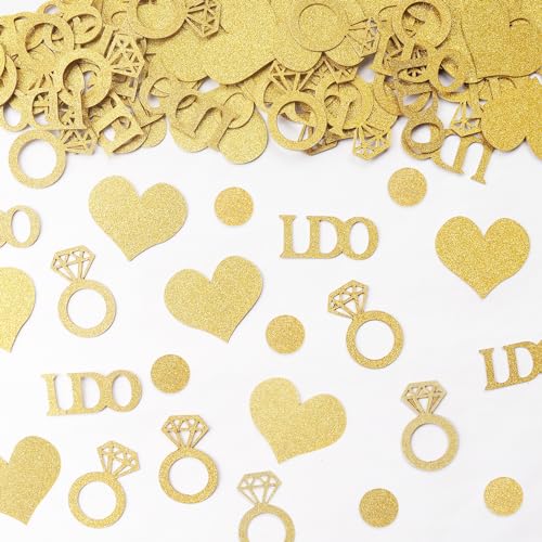 hhdatc Hochzeits-Brautparty-Dekorationen, Konfetti, glitzernder Diamantring, "I Do", Verlobung, Party, Tischstreuung, 100 Stück, Gold von hhdatc