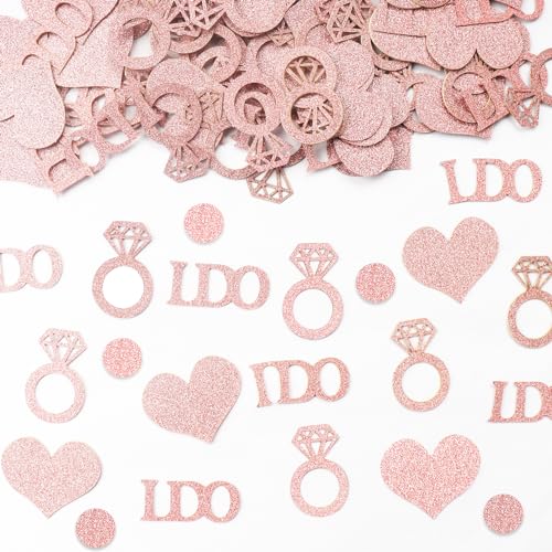 hhdatc Hochzeits-Brautparty-Dekorationen, Konfetti, glitzernder Diamantring, "I Do", Verlobung, Party, Tischstreuung, 100 Stück, Rosa von hhdatc