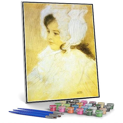 Malen nach Zahlen für Erwachsene, Porträt eines Mädchens, Gemälde von Gustav Klimt Arts Craft für Heimdekoration von hhydzq