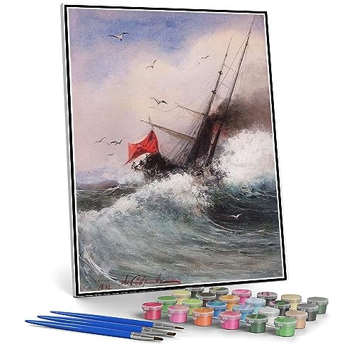 Malen nach Zahlen für Erwachsene Kits Der Tod des Schiffes auf See Gemälde von Aleksey Savrasov DIY Ölgemälde Malen nach Zahlen Kits von hhydzq