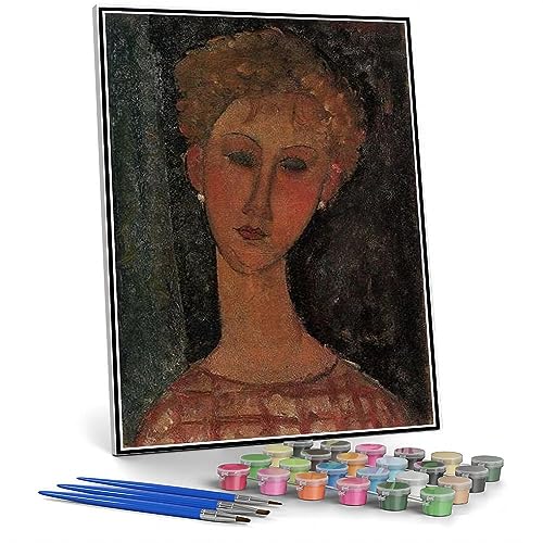 Malen nach Zahlen für Erwachsene Kits Ein Blond trägt Ohrringe Malen nach Amedeo Modigliani Malen nach Zahlen Kit für Kinder und Erwachsene von hhydzq