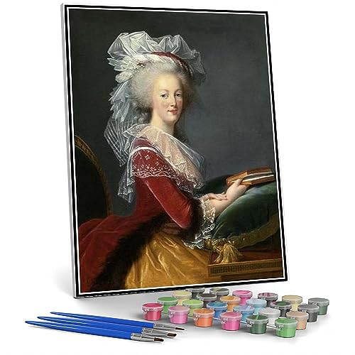 Malen nach Zahlen für Erwachsene Porträt von Marie Antoinette Königin von Frankreich in Crimson Kleid hält ein Buch Gemälde von Louise Elisabeth Vigee Le Brun Malen nach Zahlen Kit auf Leinwand für von hhydzq