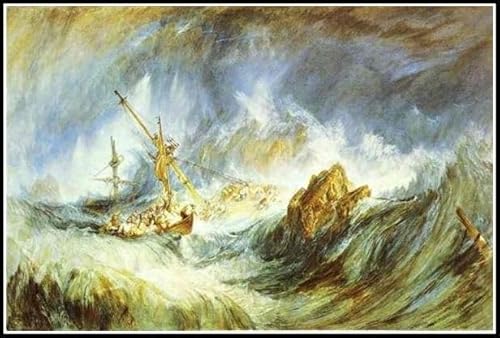 Zahlenmalerei für Erwachsene Ein Sturm Schiffswrack Gemälde von Joseph Mallord William Turner Malen nach Zahlen Kit auf Leinwand für Anfänger von hhydzq