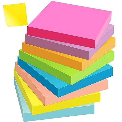 800 Stück Sticky Notes, Farbige Haftnotizen 76x76mm, Selbstklebende Haftnotizzettel Klebezettel bunt zettel farbig Notizblöcke für Büro Haus, Super Haftnotizen für Notizen und Aufgabenlisten, 8 Farben von hicoosee