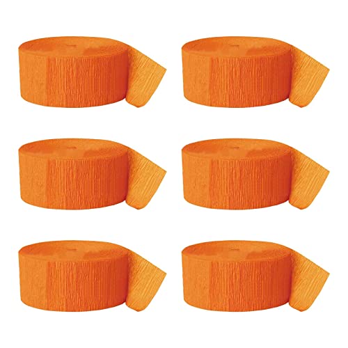 Krepppapier 6 Rolle Kreppbände 4.5cm x 25m Krepp-Papier Band Bunt Luftschlangen Creppapier Bastelkrepp DIY Papier Streamer für Deko Party Hochzeit Geburtstags Feier Dekoration (Orange) von hifrom