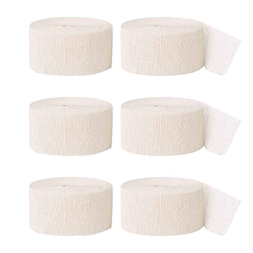 Krepppapier 6 Rolle Kreppbände 4.5cm x 25m Krepp-Papier Band Bunt Luftschlangen Creppapier Bastelkrepp DIY Papier Streamer für Deko Party Hochzeit Geburtstags Feier Dekoration (Weiß) von hifrom