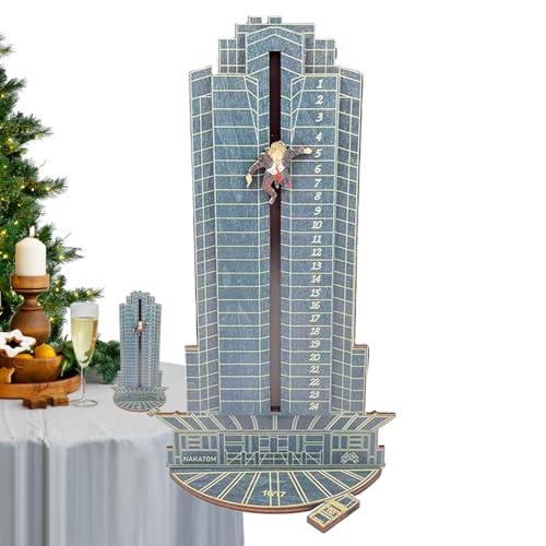 Holz Weihnachts Countdown Kalender | 24-Tage Weihnachts Countdown Adventskalender Desktop Ornamente | Kreatives Fallendes Saisonales Herzstück Tabletop Orament Für Heimfeiern, Blau (A) von higyee