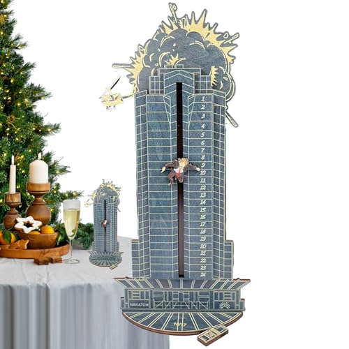 Holz Weihnachts Countdown Kalender | 24-Tage Weihnachts Countdown Adventskalender Desktop Ornamente | Kreatives Fallendes Saisonales Herzstück Tabletop Orament Für Heimfeiern, Blau (B) von higyee