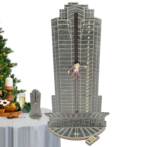 Holz Weihnachts Countdown Kalender | 24-Tage Weihnachts Countdown Adventskalender Desktop Ornamente | Kreatives Fallendes Saisonales Herzstück Tabletop Orament Für Heimfeiern, Schwarz (A) von higyee