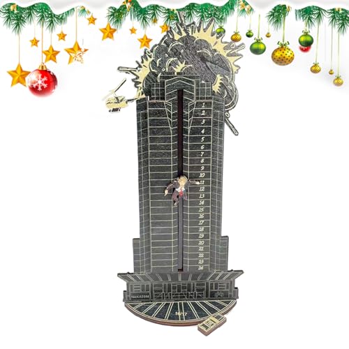 Holz Weihnachts Countdown Kalender | 24-Tage Weihnachts Countdown Adventskalender Desktop Ornamente | Kreatives Fallendes Saisonales Herzstück Tabletop Orament Für Heimfeiern, Schwarz (B) von higyee
