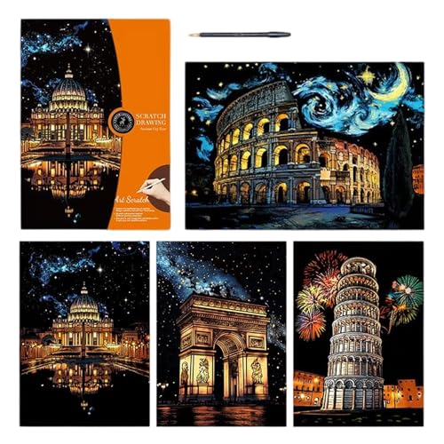 Kratzkunst, Skizzierkarten Set, A3 Große Bunte Malvorlagen Für Alle Geburtstagsgeschenkidee Aktivität Kratzkunst, Skizzierkarten Set, A3 Große Bunte Malvorlagen Für Alle Geburtstagsgeschenkidee Aktivität von higyee