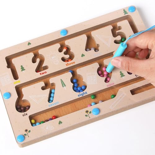higyee Magnetfarben- und Zähllabyrinth, Magnetisches Zähllabyrinth | Magnetspielzeug Montessori Zahlenlabyrinth | Farblich passendes Labyrinthbrett, Lernspielzeug aus Holz, Zählspielzeug für von higyee