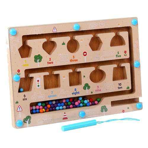 higyee Magnetisches Farb- und Zahlenlabyrinth,Magnetfarb- und Zähllabyrinth, Magnetspielzeug Montessori Zahlenlabyrinth, Farblich passendes Labyrinthbrett, Lernspielzeug aus Holz, Zählspielzeug für von higyee