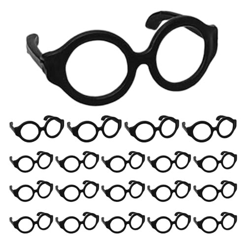 higyee Puppenbrillen,Puppenbrillen - Linsenlose Brillen für Puppen,Puppen-Anzieh-Requisiten, 20 kleine Gläser, Puppen-Anzieh-Brillen für DIY-Zubehör, Puppen-Anziehzubehör von higyee