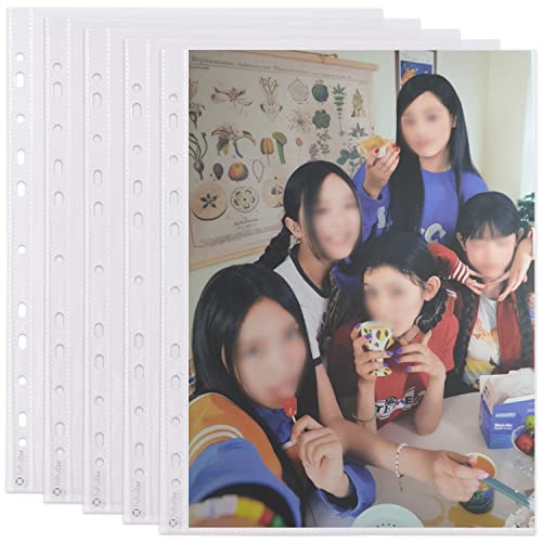 hihaba A4-Pocket (8,5 x 11,8 cm) 10 Blatt, 32 Arten kristallklare Taschenhüllen, Fotoalbum-Nachfüllseiten für Kpop Idol-Fotokarten, Baseballkarten, Sammelkarten, passend für 3-Ringbücher von hihaba