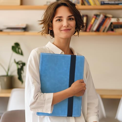 HillSee A4 Schreibmappe mit Ringbuch Aktenmappe multifuctionale Konferenzmappe, Stanzclips - Blau von hill see
