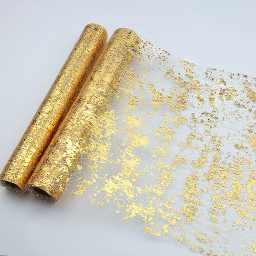 Tischläufer mit Pailletten, glitzernd, metallisch, dünnes Netzgewebe, 28 x 5 m, goldene Tischdekorationen für Veranstaltungen, Partys, Hochzeiten, Geburtstagsfeiern, 2 Stück Tischläufer mit Pailletten, glitzernd, metallisch, dünnes Netzgewebe, 28 x 5 m, goldene Tischdekorationen für Veranstaltungen, Partys, Hochzeiten, Geburtstagsfeiern, 2 Stück von himmel