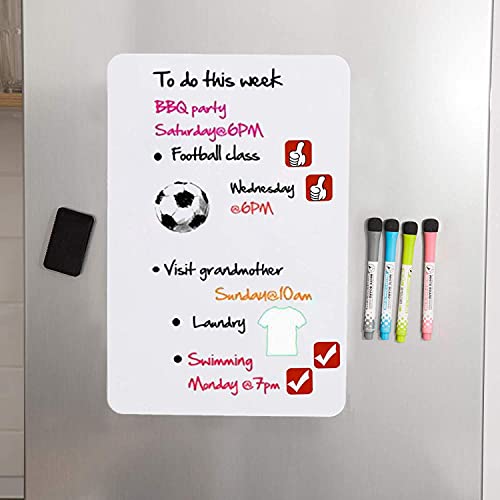 Magnetische Whiteboard-Platte für Kühlschrank – mit schmutzabweisender Technologie – inklusive 4 Markern und 4 magnetischen Symbolen und einem Radiergummi – Kühlschrank-Whiteboard-Planer 20x13 inch Magnetische Whiteboard-Platte für Kühlschrank – mit schmutzabweisender Technologie – inklusive 4 Markern und 4 magnetischen Symbolen und einem Radiergummi – Kühlschrank-Whiteboard-Planer 20x13 inch von hivillexun