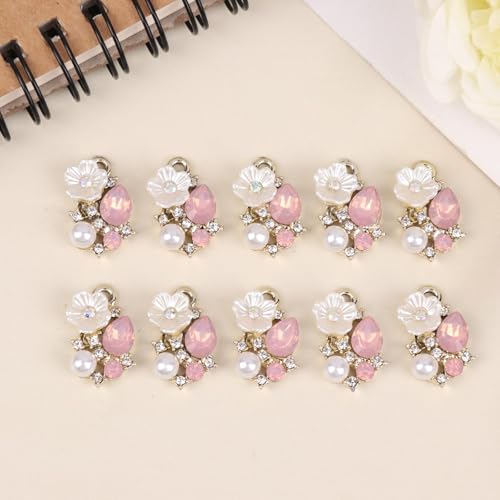 10 Stück fünf blättrige Flowe Strass Perle Flatback Buttons Hochzeits dekoration DIY Kleidung Scrap booking Crafts Zubehör von hiwhale