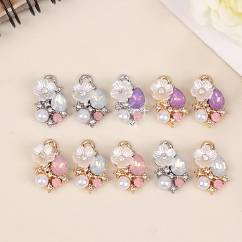 10 Stück fünf blättrige Flowe Strass Perle Flatback Buttons Hochzeits dekoration DIY Kleidung Scrap booking Crafts Zubehör von hiwhale