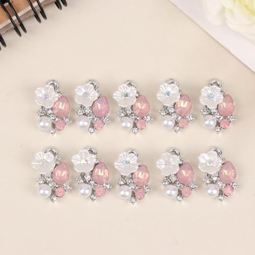 10 Stück fünf blättrige Flowe Strass Perle Flatback Buttons Hochzeits dekoration DIY Kleidung Scrap booking Crafts Zubehör von hiwhale