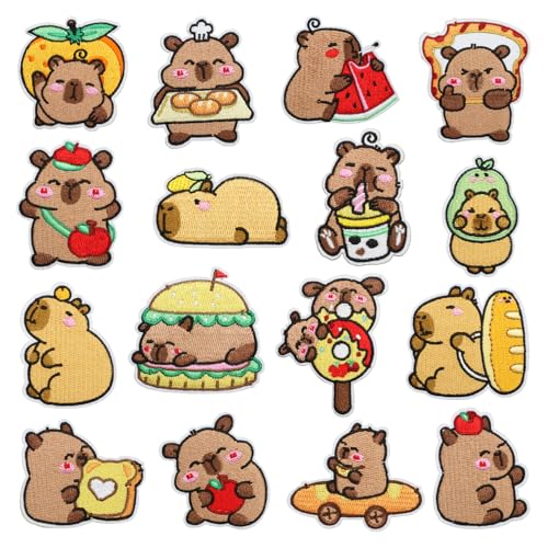 16 Stück Capybara Stickerei Patch Niedliches Eisen auf Patches DIY Applique für Kleidung Rucksack Hut, Kinder bekleidung Dekoration 16 Stück Capybara Stickerei Patch Niedliches Eisen auf Patches DIY Applique für Kleidung Rucksack Hut, Kinder bekleidung Dekoration von hiwhale