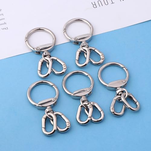 2/5 Stück drehbarer Schlüssel bund Haken mit Feder-Clip-Ring-Hardware für Lanyard-Herstellung DIY Bastel tasche Charme von hiwhale