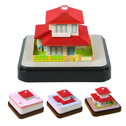 2026 Schreibtisch kalender Spaß Haus Skulptur 3D Abreiß kalender Papier Schnitzerei Kunst Memo Pad Notizblock Geschenk Heim Desktop Dekoration von hiwhale