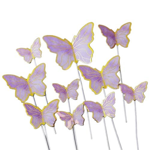 30 Stück Schmetterlings kuchen Toppers Prinzessin Mädchen Hochzeit alles Gute zum Geburtstag Party Dekor Dessert Kuchen Dekor Dekor Schmetterling (Lila) von hiwhale