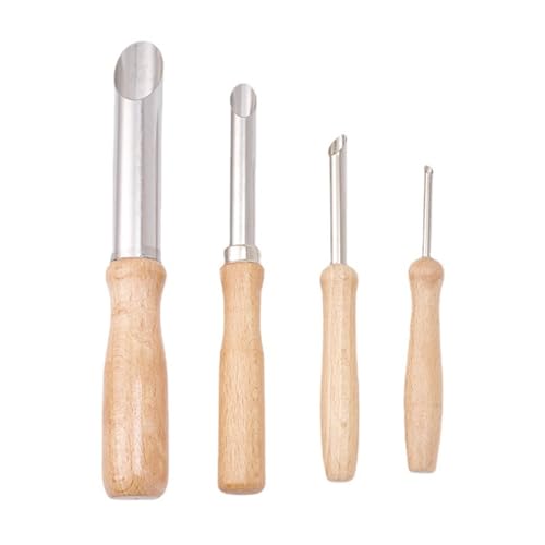 4 Pack Edelstahl Ton Rundloch Cutter Werkzeugs atz, Holzgriff & Edelstahl Rundloch Cutter für Keramik Skulptur DIY Clay Modeling Keramik Werkzeuge und Zubehör von hiwhale
