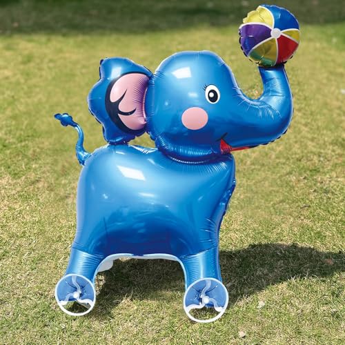4D Cartoon Folie Luftballons Elefanten Stand Walking Ballon mit Rad für Kinder Geburtstags party Dekoration Baby Dusche von hiwhale