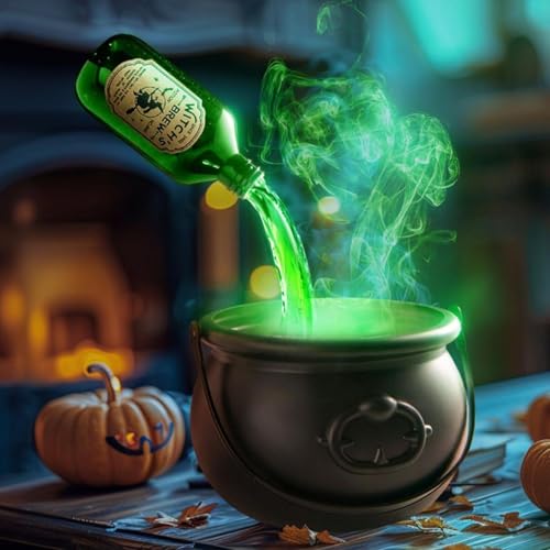 Halloween-Dekoration für den Innenbereich, Hexenkessel-Halloween-Dekor mit magischen schwimmenden Zaubertrankflaschen und Diffusor, gruselige Schwarze Schüssel, Hocus Pocus-Party-Dekor Halloween-Dekoration für den Innenbereich, Hexenkessel-Halloween-Dekor mit magischen schwimmenden Zaubertrankflaschen und Diffusor, gruselige Schwarze Schüssel, Hocus Pocus-Party-Dekor von hiwhale