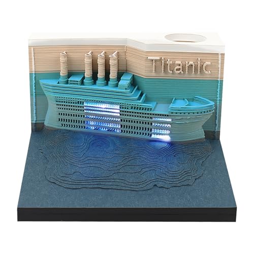 Zeit-Stück-Kalender 2026 Schreibtisch-Kalender mit LED-Licht 3D Schiff Abreißen Kalender Papier Schnitzerei Kunst Memo Pad Notizblock Geschenk für Weihnachten von hiwhale