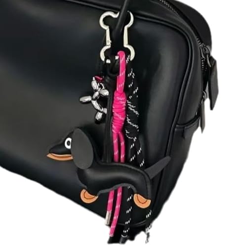 hiwhale Trend iger schwarzer rosa Dackel Schlüssel Bund Süßes Cooles Leder Welpe Schlüssel anhänger Mode Tasche Anhänger Dekoration Y2K Schlüssel zubehör von hiwhale