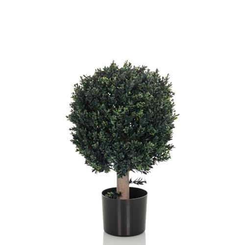 hjh OFFICE Kunstpflanze BUXUS Deko Pflanze künstlich 65 cm, pflegeleichter Kunstbaum, Indoor und Outdoor, Buchs-Baum Grün 871055 von hjh OFFICE