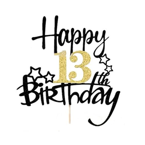 1pcs 13 Geburtstag Jungen & Mädchen Cake Topper, Gold-Schwarz Kuchen Dekoration, für 13 geburtstag Mädchen & Deko 13 geburtstag Teenager Junge 1pcs 13 Geburtstag Jungen & Mädchen Cake Topper, Gold-Schwarz Kuchen Dekoration, für 13 geburtstag Mädchen & Deko 13 geburtstag Teenager Junge von hnswwgew