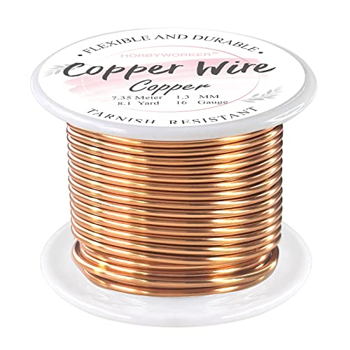 Hobbyworker Kupferdraht, 1,3 mm, 1,3 mm, für Schmuckherstellung, Armbandherstellung, halbhart, rost- und korrosionsbeständig (Kupfer) von hobbyworker