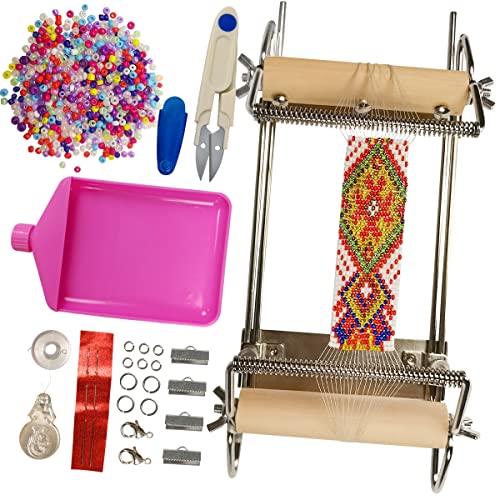 hobbyworker The Verstellbares Perlen-Loom-Set mit Rocailles, Nadeleinfädler, Baumwollfaden, Karabinerverschluss, offener Ring und Perlenmatte für Erwachsene zur Schmuckherstellung hobbyworker The Verstellbares Perlen-Loom-Set mit Rocailles, Nadeleinfädler, Baumwollfaden, Karabinerverschluss, offener Ring und Perlenmatte für Erwachsene zur Schmuckherstellung von hobbyworker