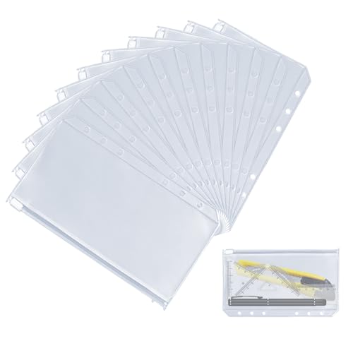 hocadon 30er Budget Planner Zubehör A6 Binder Taschen 6-Loch Kunststoff Reißverschluss Ordner Wasserdicht Geld Budget Umschläge für Loseblattbeutel Notizbücher Einlegeseiten 18x10cm von hocadon
