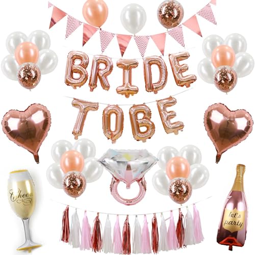 hocadon Bride to Be Ballons, JGA Deko Set, Junggesellinnenabschied Deko, Deko JGA Frauen für Bridal Shower, Bride to Be, Bachelorette Party von hocadon