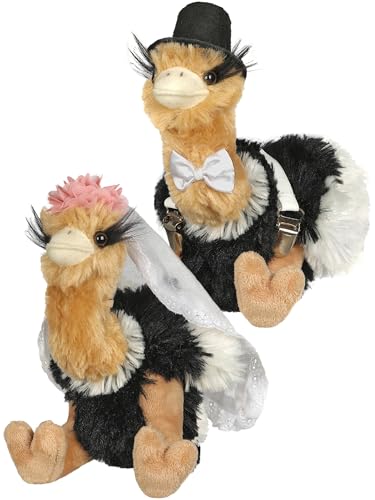 hM - Hochzeitspaar Strauß Vogel Strauß Stofftier Partygag als Wurfstrauss für die Hochzeit oder als Braut und Jungesellinnen Geschenk - JGA oder Hochzeitsgeschenk von hochzeitsMONSTER