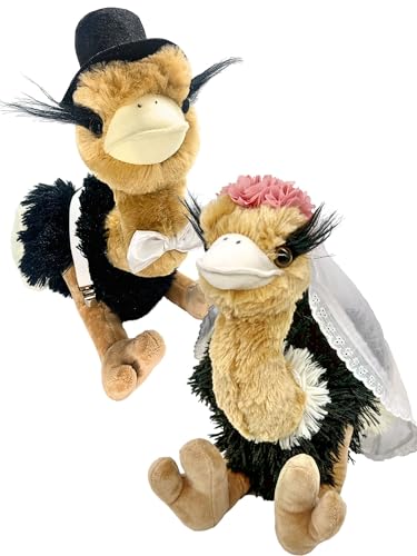 hM - Hochzeitspaar Strauß Premium 38cm Vogel Strauß Stofftier Partygag als Wurfstrauss für die Hochzeit oder als Braut und Jungesellinnen Geschenk - JGA oder Hochzeitsgeschenk von hochzeitsMONSTER
