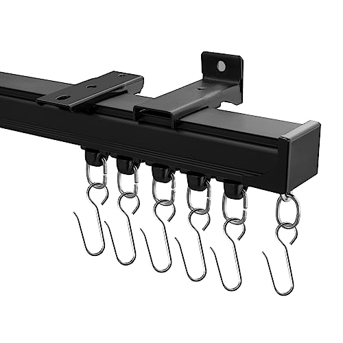 Hoeflife Deckenvorhangschiene, Vorhangschiene Deckenhalterung, Raumteiler Gardinenstange oder Wand mit Rollhaken, Decken-Duschvorhangschienen perfekt für Privatsphäre in offenen Räumen (3-6 Fuß, von hoeflife