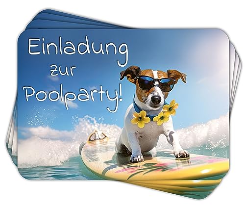 14 Einladungskarten zum Geburtstag für Kinder und Teens – Poolparty Hund. Einladung im Qualitätsdruck zum Geburtstag, für Feiern, Partys, und für besondere Anlässe. von hoffnungsart